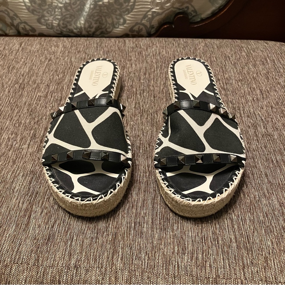 VALENTINO GARAVANI Rockstud Slides 1966 Giraffe ESPADRILLE - Sz 9 (EU 39) Italy - Picture 5 of 16